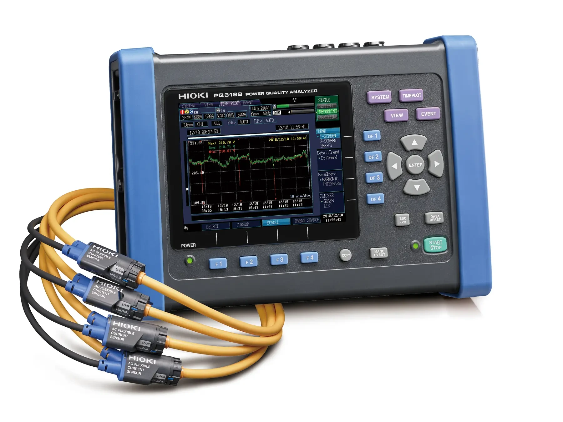 Power quality analyser with measurement leads shown as an equipment category example